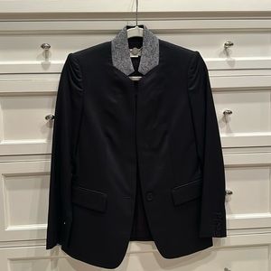 Stella McCartney black wool blazer with grey flannel collar; size 38